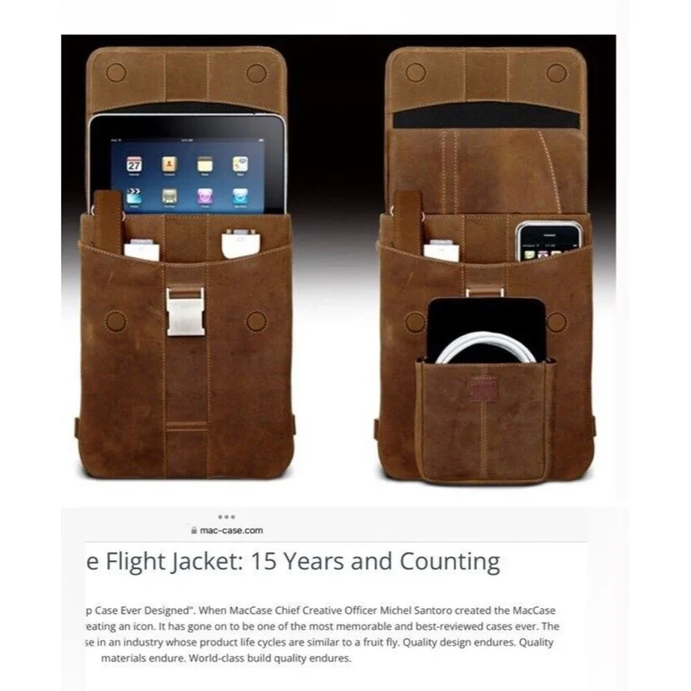 SANTORO Michael Designs The Flight Jacket iPad Mac Case Brown Leather NO STRAPS